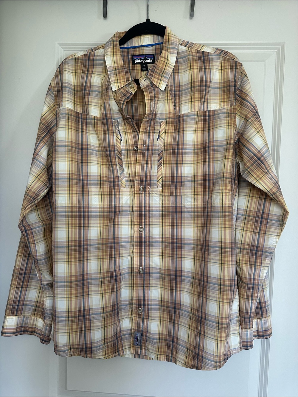 Patagonia Men’s Plaid Button-Down Shirt - Cream, Brown, Yellow